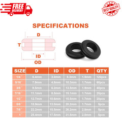 280 Rubber Grommets Kit Hole Gaskets Assortment Wiring Car Auto Firewall 8 Sizes