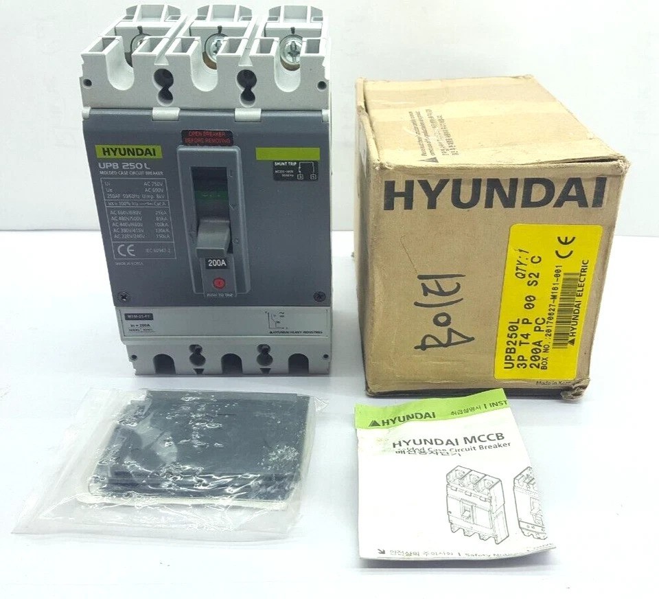 Hyundai UPB 250L Molded Case Circuit Breaker 200 Amps 3 Pole