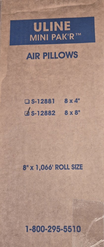 ULINE S-12882 Air Pillow Film for Mini Pak’r™ – 8 x 8″, NIB.