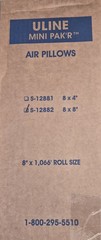 ULINE S-12882 Air Pillow Film for Mini Pak’r™ – 8 x 8″, NIB.