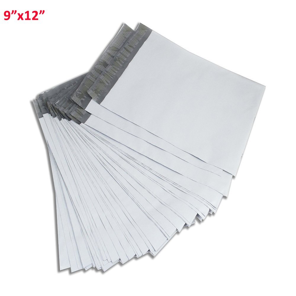 100 9×12 Mailing Bags Envelopes White Plastic Poly Mailers Self Sealing 2.5 MIL