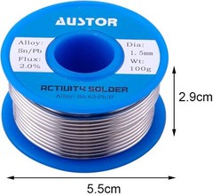 AUSTOR 63-37 Tin Lead Rosin Core Solder Wire for Electrical Soldering (1.5mm, 10
