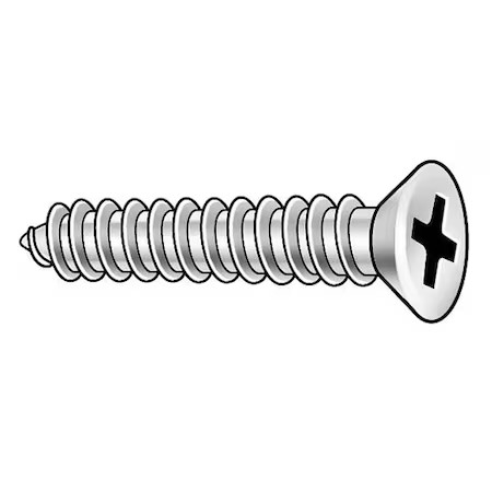 Sheet Metal Screw, #14 X 3 In, Plain 18-8 Stainless Steel Flat Head Phillips