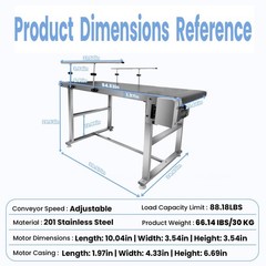 55″x22″ PVC Conveyor Belt 88 LBS Stainless Steel Industrial Belt Conveyor
