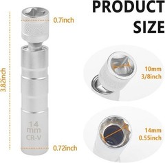 14mm Magnetic Spark Plug Socket with 12-Point Thin Wall, 3/8″ Drive and 360° Sw