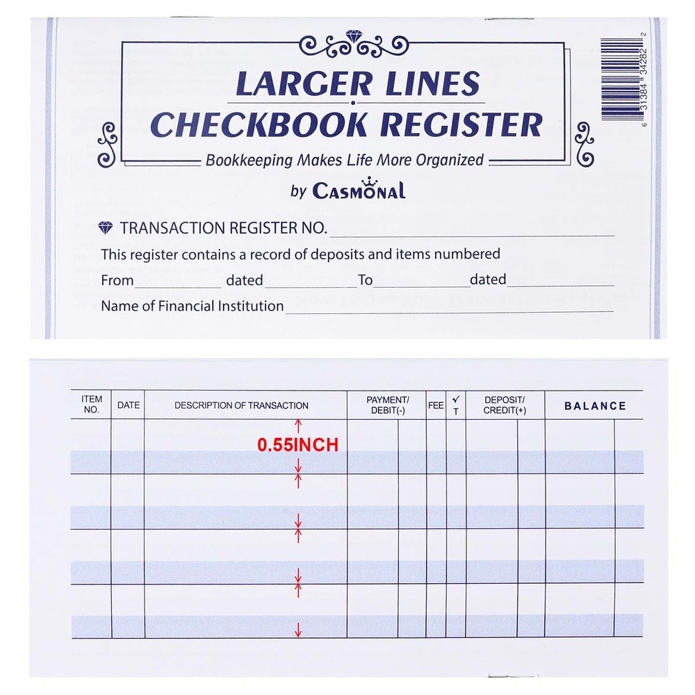 Larger Lines 20 Pack Checkbook Register, Check Registers for Personal Use, Bl…