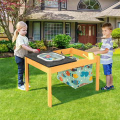 31.5 In. Width Beige 3-In-1 Kids Activity Table with Foldable Water Bin Large Ca