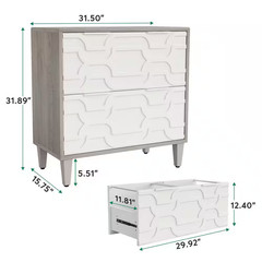 Cindy 2-Drawer White Gray Wood 31.5 In. W Lateral File Cabinet A4/Letter/Legal S