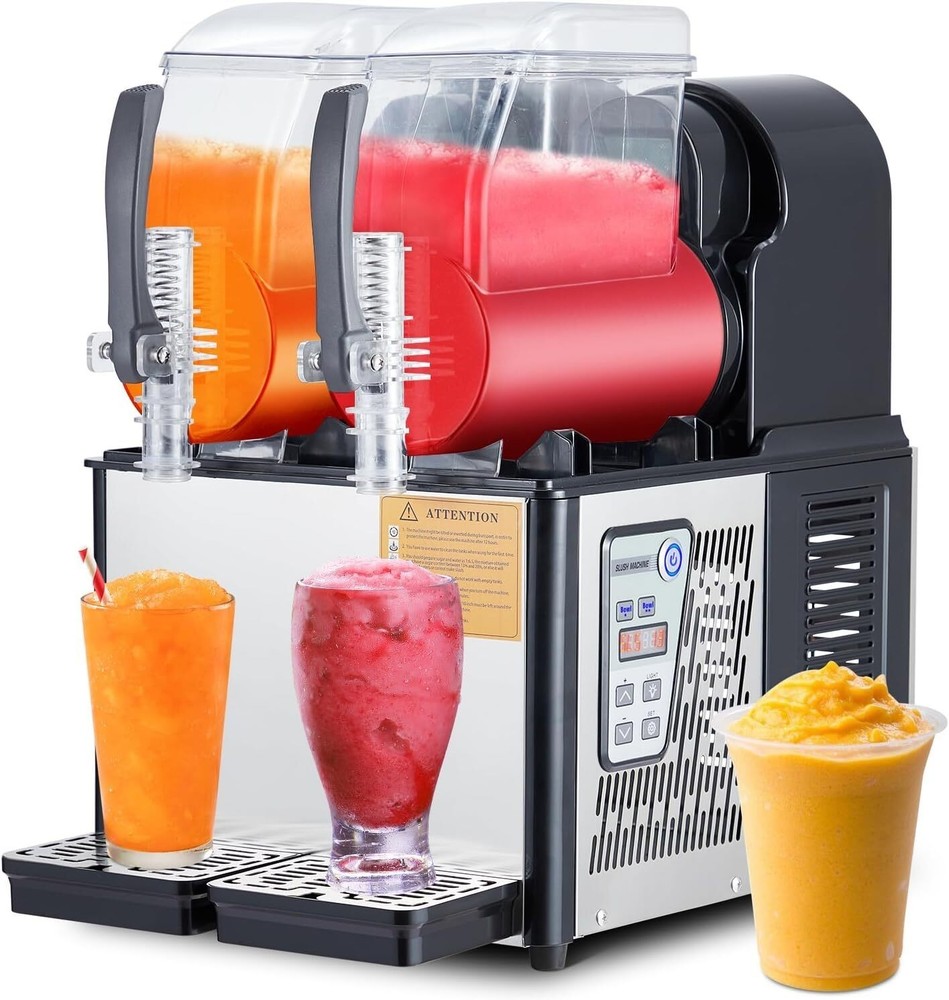 Commercial Slushy Machine Smoothie Maker 4Lx2 Frozen Drink Daiquiri Machine