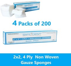 2×2 Non Woven Gauze Sponges 4-Ply, Non-Sterile Cotton Dental Medical (800 Pack)