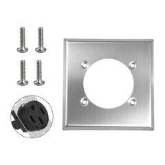 2 Gang Single Hole Outlet Cover Wall Plate &4 Screws for Hubbell 14-50R HBL9450A