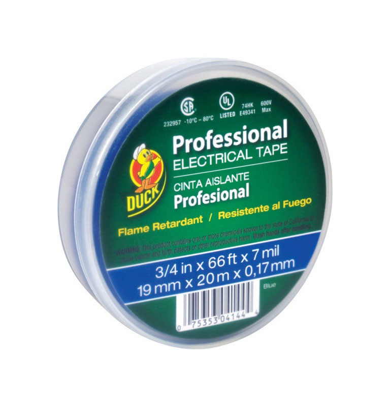 Duck 300879 Blue Vinyl 600V Electrical Tape 66 L ft. x 3/4 W in. (Pack of 12)