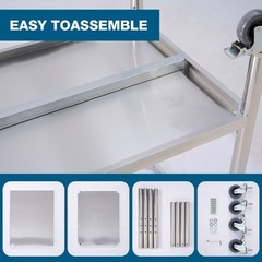 Stainless steel work prep table on wheels 48×24 inches for kitchen or garage