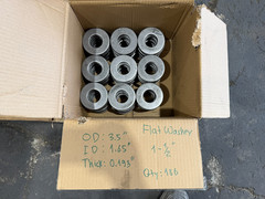 1-1/2″ (1.5″) Flat Washer, Lot of 6. 3.5″OD x 1.65″ID x 0.193″ thick