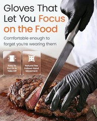5 Mil Black Nitrile Gloves for Food Prep – Textured Food Prep Gloves – Food H…