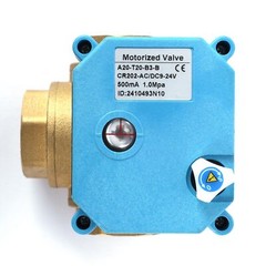 U. S. Solid 3 Way T Type Motorized Ball Valve 3/4in Brass 9-24V Manual Function