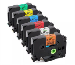 6PK Black-on-Color Compatible Label Tape for Brother TZe-B31-731 12mm 0.47 Inch