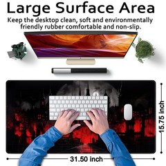 Black Castle Large Mouse Pad Red 31.5L x 15.8W inches, and