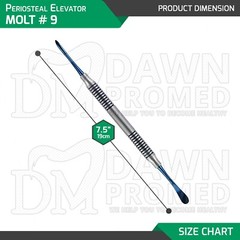 Periosteal Elevator Molt # 9 Blue Titanium Coated Double Ended Dental German Gr