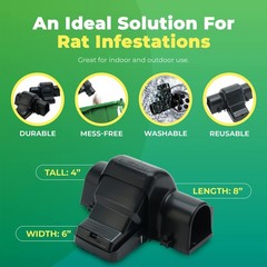 Rat Traps Indoor and Outdoor – 4 Pack Dual-Entry Large of 4, Black
