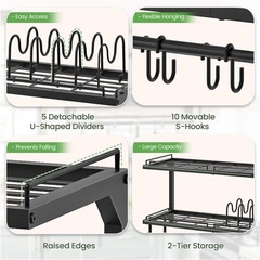 CHOEZON Pot Rack, Wall Mounted Pan Holder, 2-Tier and Large, Black