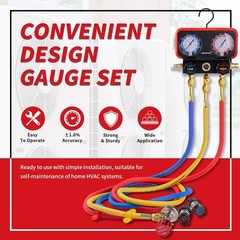 Rogvoc HVAC Manifold Gauge Set for R22/R410a/R134a Refrigerant, 3 Way AC Refrige