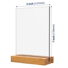 3 PCS Clear Acrylic Sign Holder Wood Base Vertical Slant Display 5×7 Inch