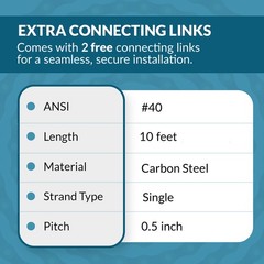 #40 Roller Chain x 10 feet + 2 Connecting Links + Same Day Expedited Shipping