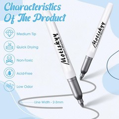 48 PCS Silver Metallic Permanent Marker Pens Medium Tip Quick Dry Paint