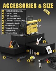 135A MIG Welder 110V Flux Core MIG Welder/Lift TIG/Stick 3 in 1 Welding Machine