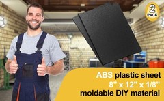 2 Pack Black ABS Plastic Sheets 8x12in 1/8in Thick Impact Resistant DIY
