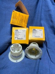 JUST 1 HUBBELL HBL2625 Flanged Locking PLUG Inlets 30A 250V 2 Pole 3 Wire