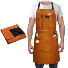 ARCCAPTAIN Work Aprons Welding Cowhide Blacksmith Apron 24″ X 36″ with 6 Pockets