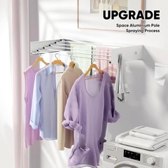 Clothes Drying Rack 31.5 inches Foldable Wall Mount Laundry Rack Folding Indo…
