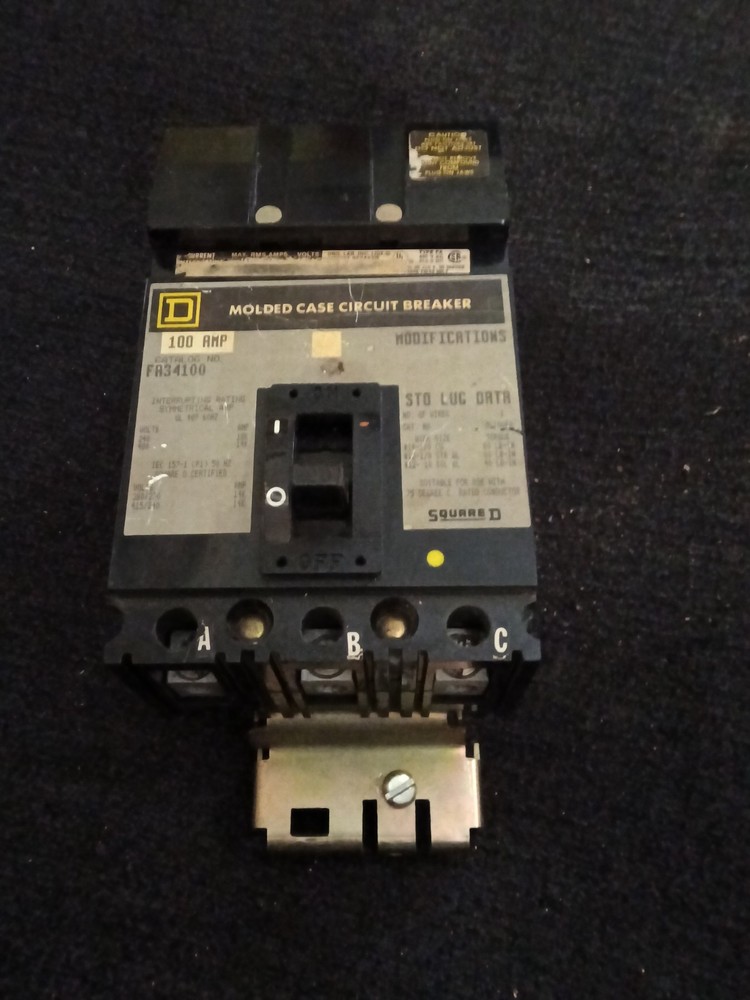 Square D FA34100 100A 3 Pole 480V I-Line Molded Case Circuit Breaker 100 Amp