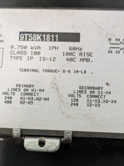 GE 9T58K1811 Industrial Control Transformer 0.750 kVA 750VA 240x480V to 120x240V