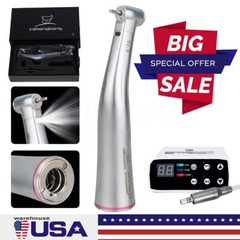 Dental Attachment Handpiece 1:5 Friction Grip Fiber Optic LED Contra Angle Red