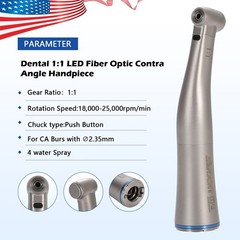 SANDENT Dental 1:1 Fiber Optic LED Contra Angle Handpiece Inner 4 Spray E-type