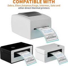 500/1000 4″x6″ Fanfold Direct Thermal Shipping Labels for Zebra & Rollo Printers