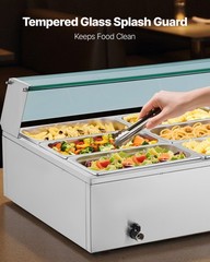 VEVOR Commercial Food Warmer 12-Pan 1700W Buffet Bain Marie with Glass Cover