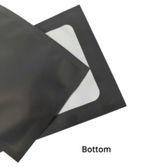 4x7in Black Matte Foil Mylar Flat Zip Seal Bag w/ Desiccant & Window & Euro Slot