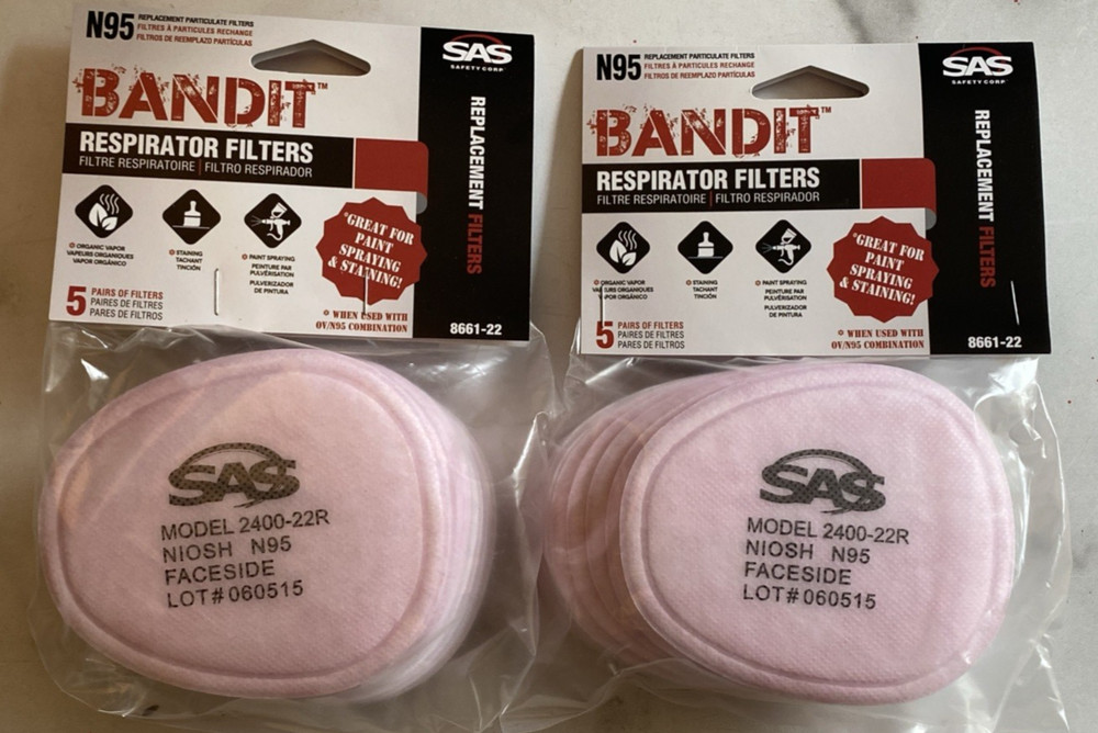 Lot Of 2 Packs SAS Safety Bandit N95 Filter Dual Cartridge Respirator 10 Pairs