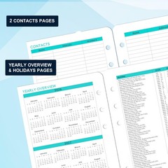 A5 Planner Refills 2026-2027 Weekly Monthly Inserts 7 Hole Jul26-Jun27 Tabs (