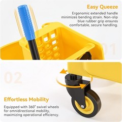 38 Qt Commercial Mop Bucket with Side Press Wringer on Wheels & Mops Set