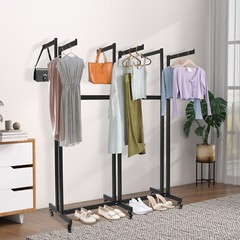 6 Arms Clothing Display Retail Rack Adjustable Floor Standing Metal Garment Rack