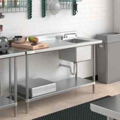 24″W x 60″L Stainless Steel Commercial Restaurant Work Table with Sink on Right
