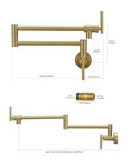 Fransiton Brushed Gold Pot Filler Pot Filler Faucet Wall Mount Brass Folding