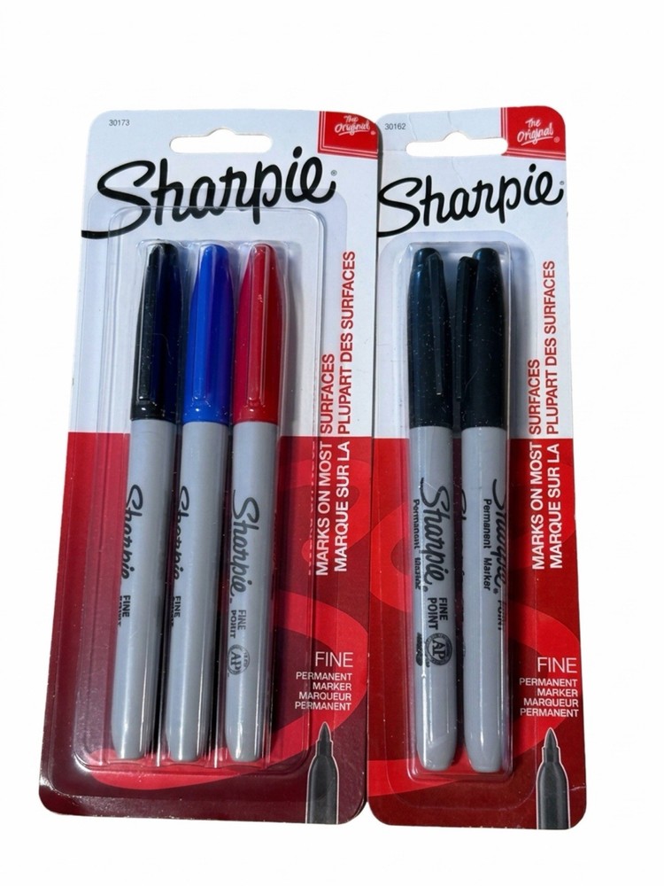 Sharpie Fine Permanent Markers Value Pack: 2 Black + 3 Assorted Colors