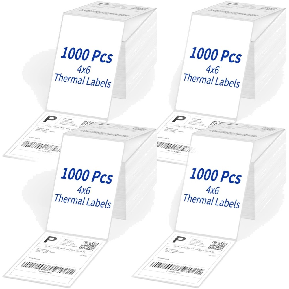 4″ x 6″ Direct Thermal Labels, 4000 Fanfold Shipping Labels with Perforated L…