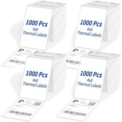 4″ x 6″ Direct Thermal Labels, 4000 Fanfold Shipping Labels with Perforated L…